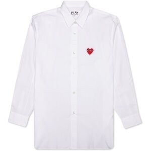 Comme des Garcons White Shirt with Red Heart Emblem sz XL